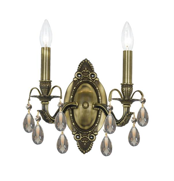 Dawson 2 Light Wall Sconce With Golden Swarovski Crystal