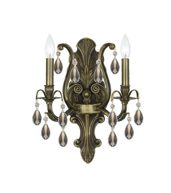 Dawson 2 Light Wall Sconce With Golden Swarovski Crystal