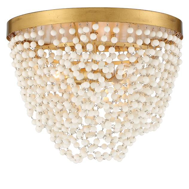 Fiona 3 Light Flush Mount With White Beads