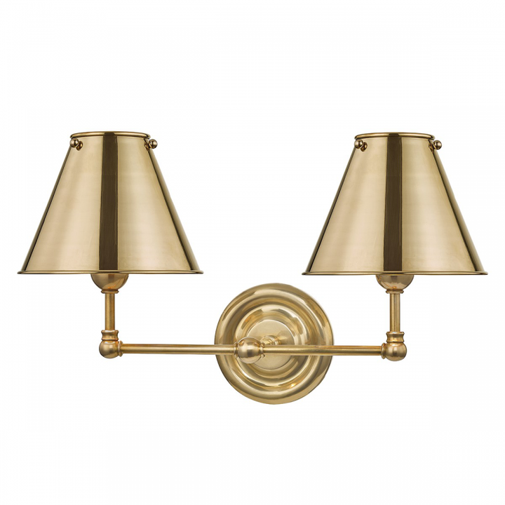 Classic 2 Light Wall Sconce With Metal Shade