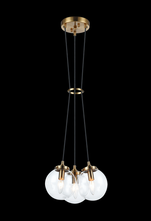 Bougie 3 Light Pendant With Clear Glass