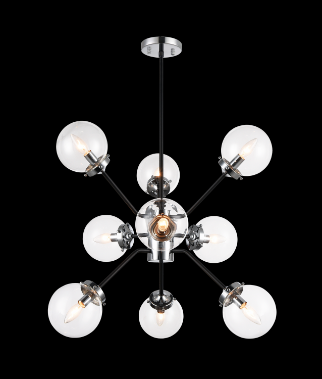 Maru 9 Light Chandelier With Clear Glass