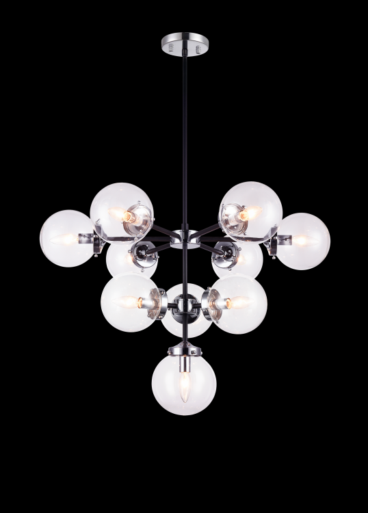 Maru 10 Light Chandelier With Clear Glass